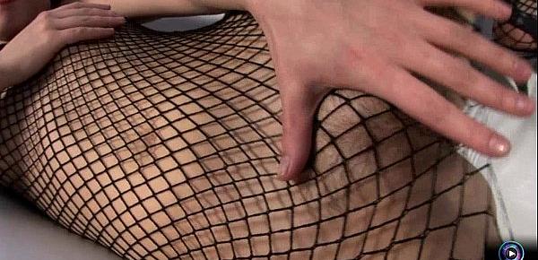  Lori Alexia on her fishnet outfit devours a big dick inside her pussy